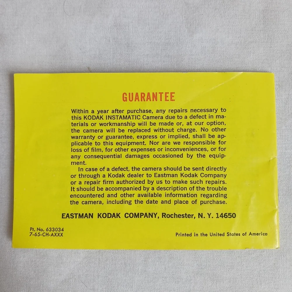 Kodak Instamatic 104 Camera Instruction Manual Vintage
